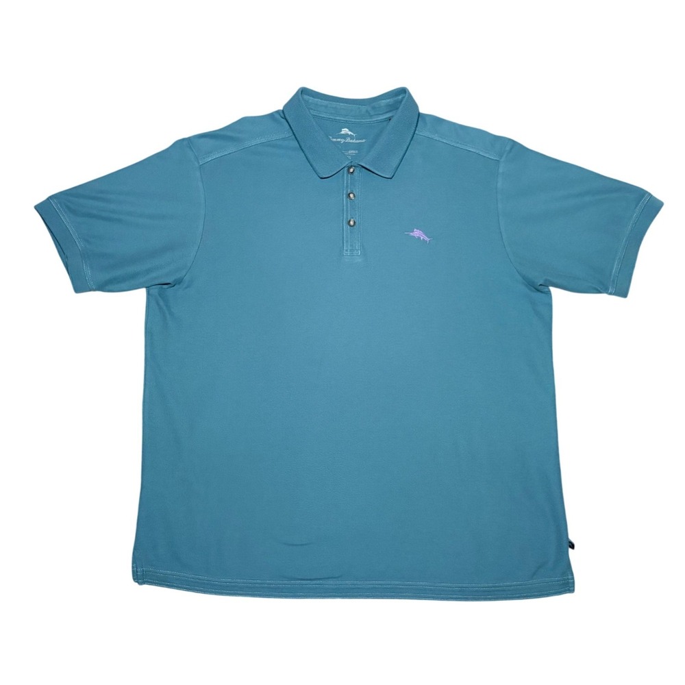 Tommy Bahama Polo Shirt Teal Blue Short Sleeve Supima Blend Mens XL - Picture 2 of 10